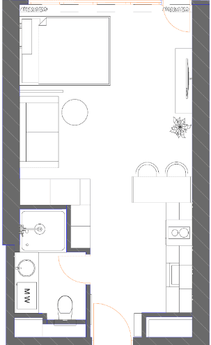 Studio, 34.9 m², Floor 33