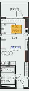{{roomApartmentOrStudio}}, 39.5 m², 3 floor, Stay & Rent in Batumi