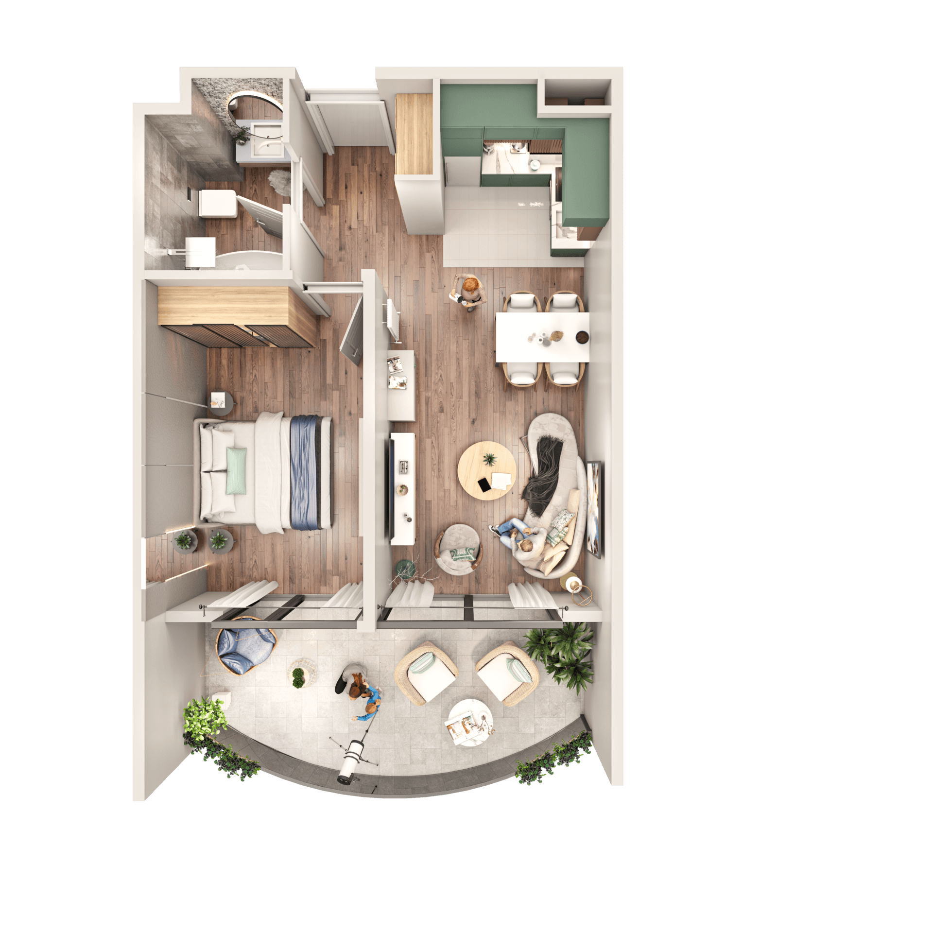 {{roomApartmentOrStudio}}, 59.2 მ², 8 სართული, Tekto Franco ბათუმში