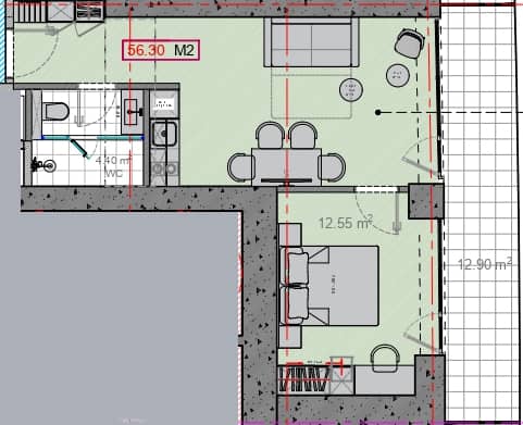 {{roomApartmentOrStudio}}, 60.75 მ², 42 სართული, Alliance Centropolis ბათუმში