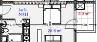 {{roomApartmentOrStudio}}, 34.6 m², 8 floor, Aquapark Residence in Batumi