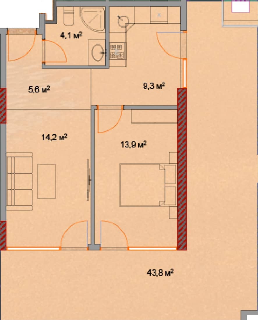 {{roomApartmentOrStudio}}, 93.2 მ², 7 სართული, Horizon Grand Residence ბათუმში