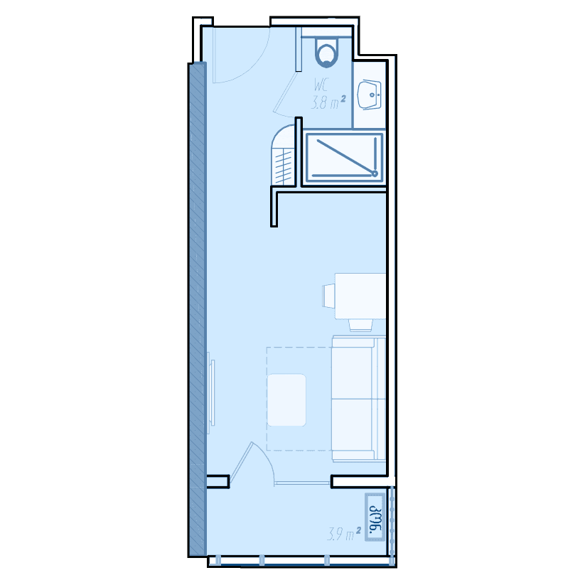 {{roomApartmentOrStudio}}, 28.9 მ², 35 სართული, BlueSky Tower ბათუმში
