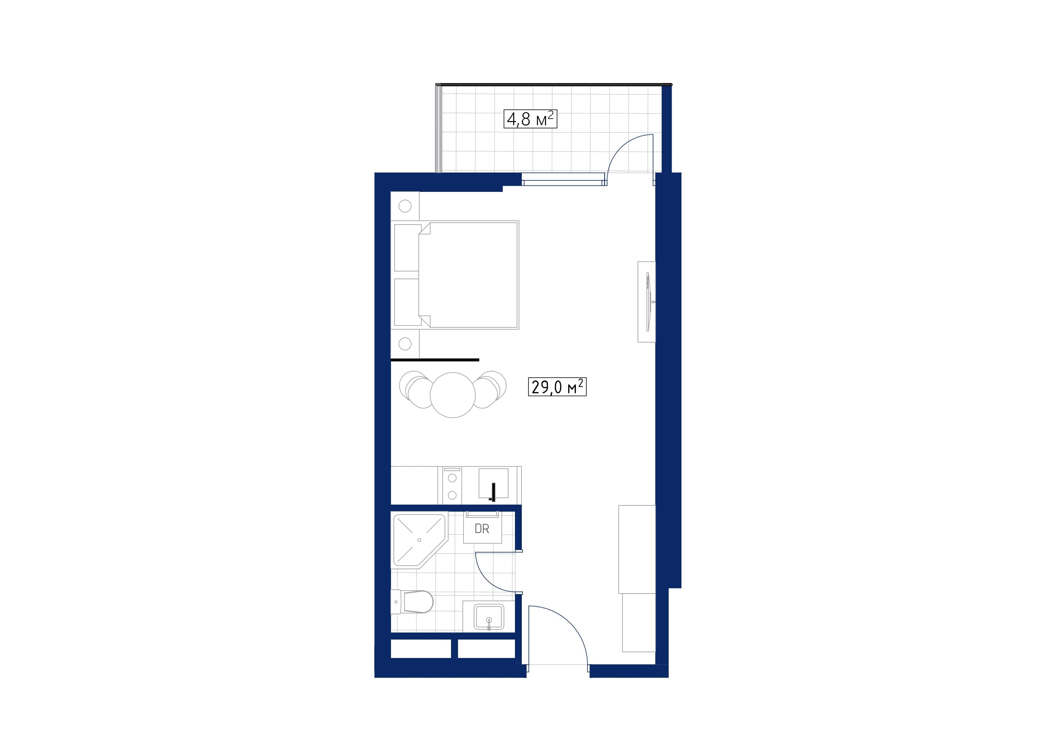 {{roomApartmentOrStudio}}, 33.8 m², 39 floor, Calligraphy Towers in Batumi