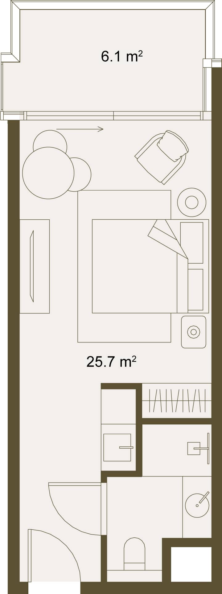 Studio, 31.8 m²