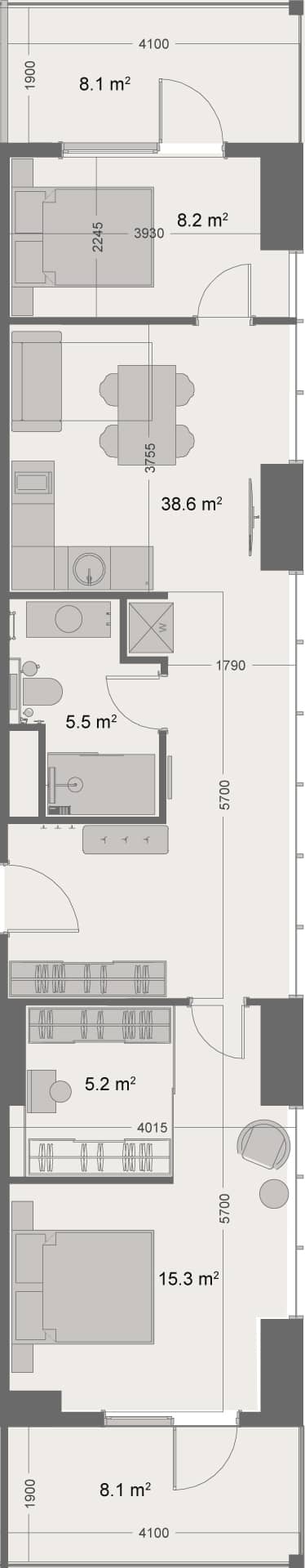 1-комн, 83.5 м², этаж 4