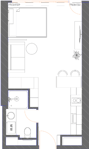 {{roomApartmentOrStudio}}, 34.88 მ², 33 სართული, 7th Heaven Residence ბათუმში