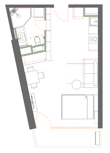 სტუდიო, 40.3 მ², სართული 35