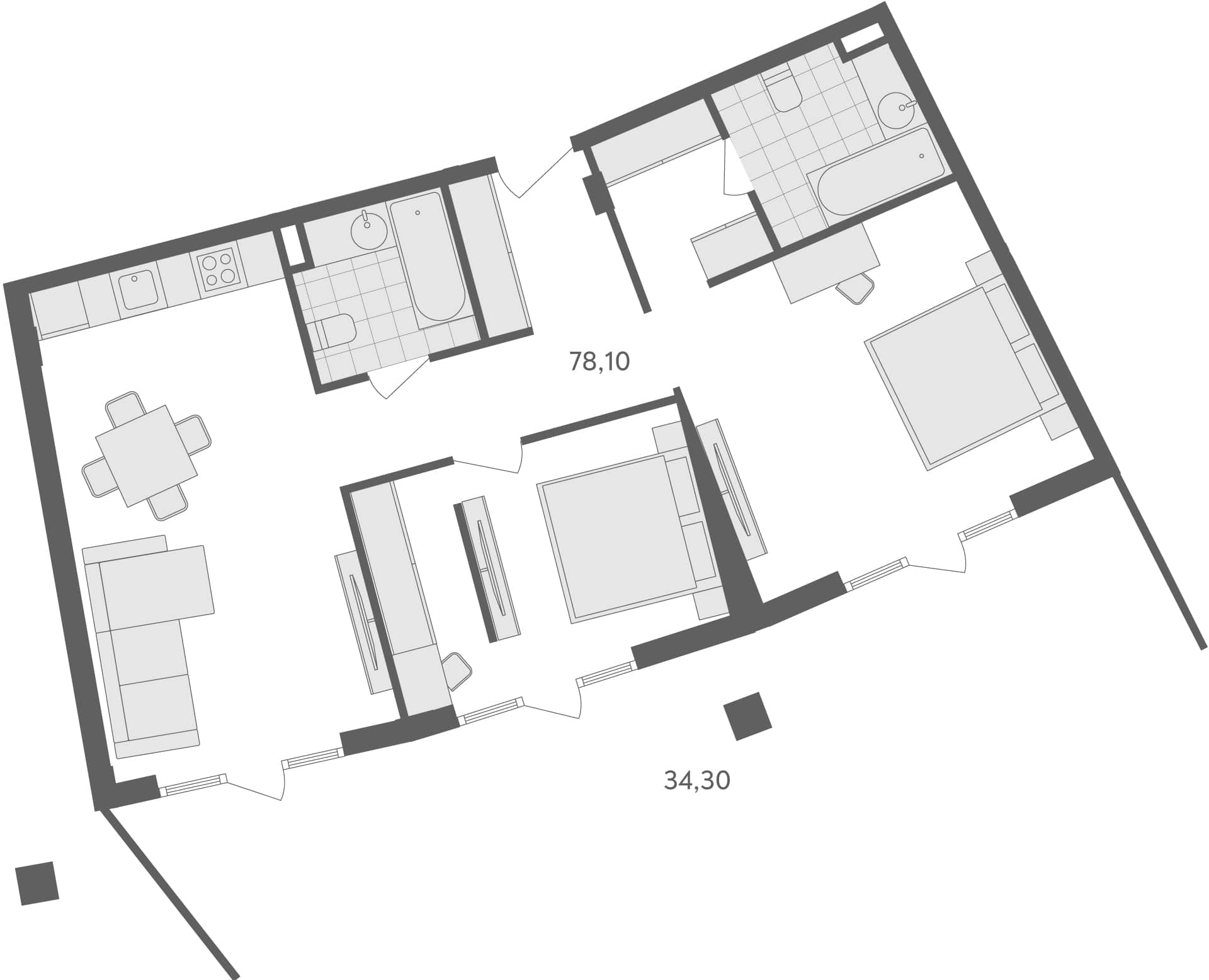2-room, 112.4 m²