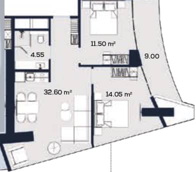 {{roomApartmentOrStudio}}, 71.7 მ², 51 სართული, Alliance Centropolis ბათუმში