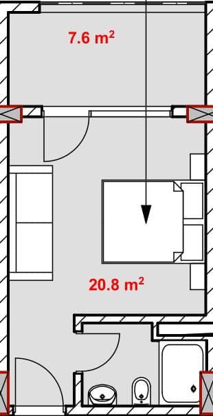 {{roomApartmentOrStudio}}, 28.2 მ², 4 სართული, Green Side Gonio ბათუმში