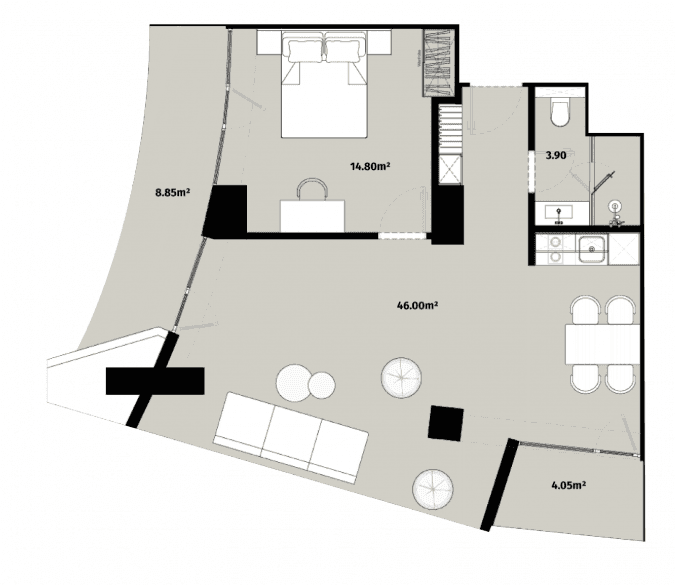 {{roomApartmentOrStudio}}, 77.6 მ², 46 სართული, Alliance Centropolis ბათუმში