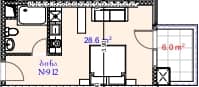 {{roomApartmentOrStudio}}, 34.6 м², 9 этаж в ЖК "Aquapark Residence"