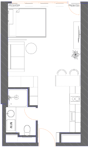 Studio, 42.1 m², Floor 35