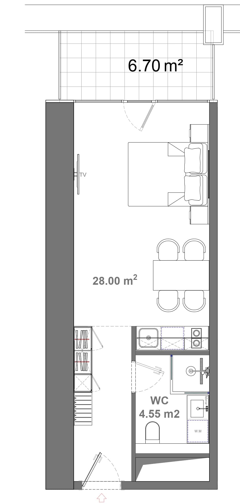 {{roomApartmentOrStudio}}, 39.25 მ², 25 სართული, Ambassadori Island ბათუმში