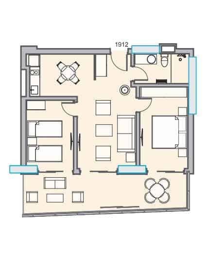 {{roomApartmentOrStudio}}, 77.76 მ², 19 სართული, Dreamland Oasis ბათუმში