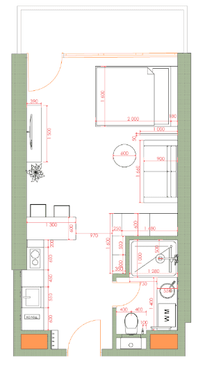 {{roomApartmentOrStudio}}, 34.74 მ², 8 სართული, 7th Heaven Residence ბათუმში