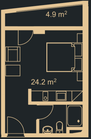 {{roomApartmentOrStudio}}, 28.3 მ², 4 სართული, Green Side Gonio ბათუმში