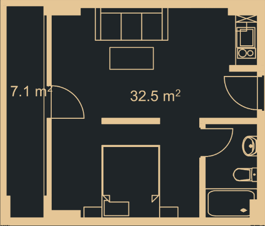 {{roomApartmentOrStudio}}, 39.2 m², 17 floor, Green Side Gonio in Batumi