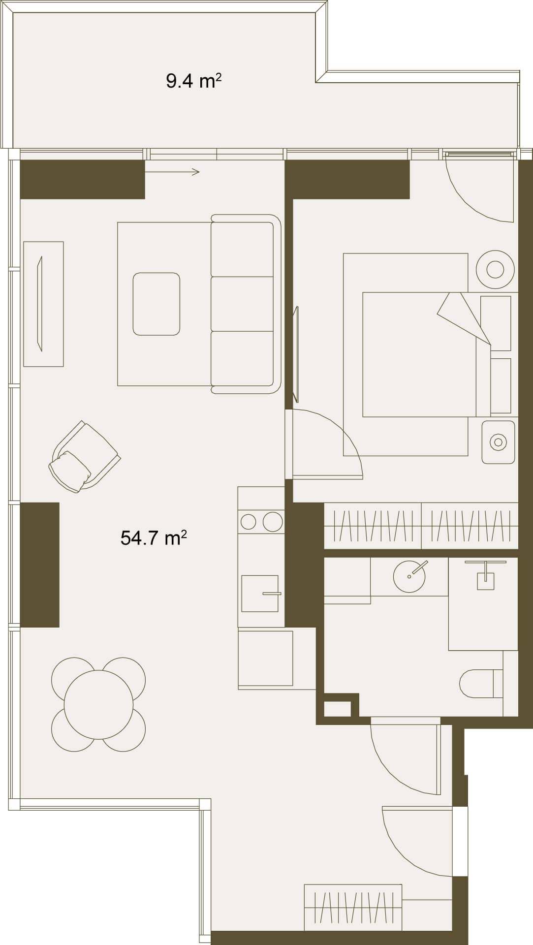 {{roomApartmentOrStudio}}, 64.1 მ², 5 სართული, NEXT GARDENS ბათუმში