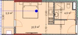 {{roomApartmentOrStudio}}, 31.4 მ², 11 სართული, OKTO Art House ბათუმში