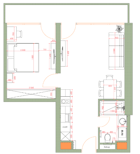 {{roomApartmentOrStudio}}, 54.32 მ², 28 სართული, 7th Heaven Residence ბათუმში