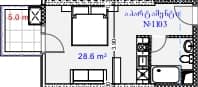 {{roomApartmentOrStudio}}, 33.6 m², 11 floor, Aquapark Residence in Batumi