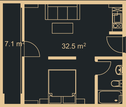{{roomApartmentOrStudio}}, 39.2 მ², 14 სართული, Green Side Gonio ბათუმში