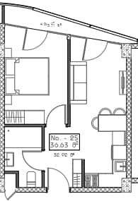 1-room, 36.6 m², Floor 6