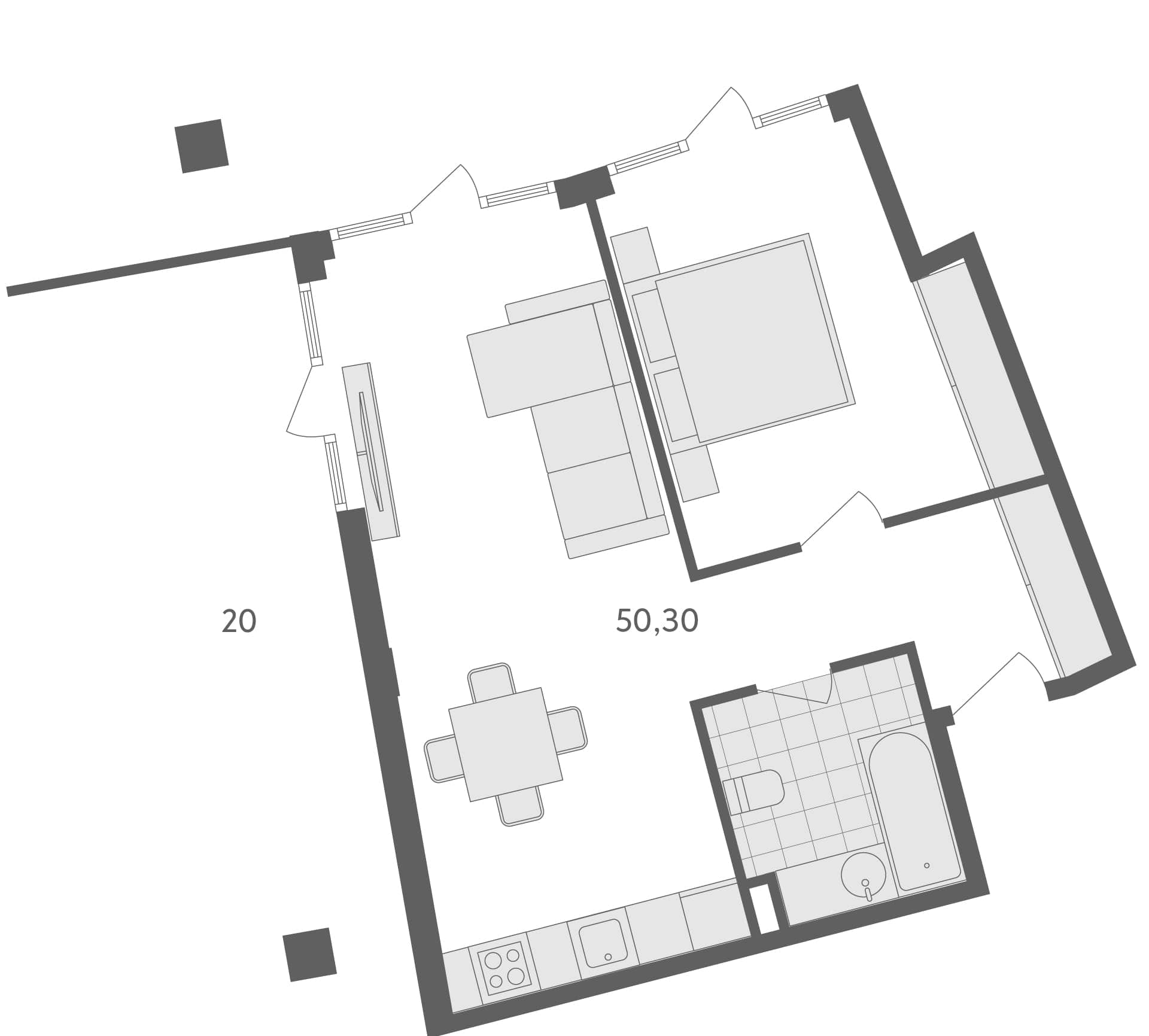 1-комн., 70.3 м²