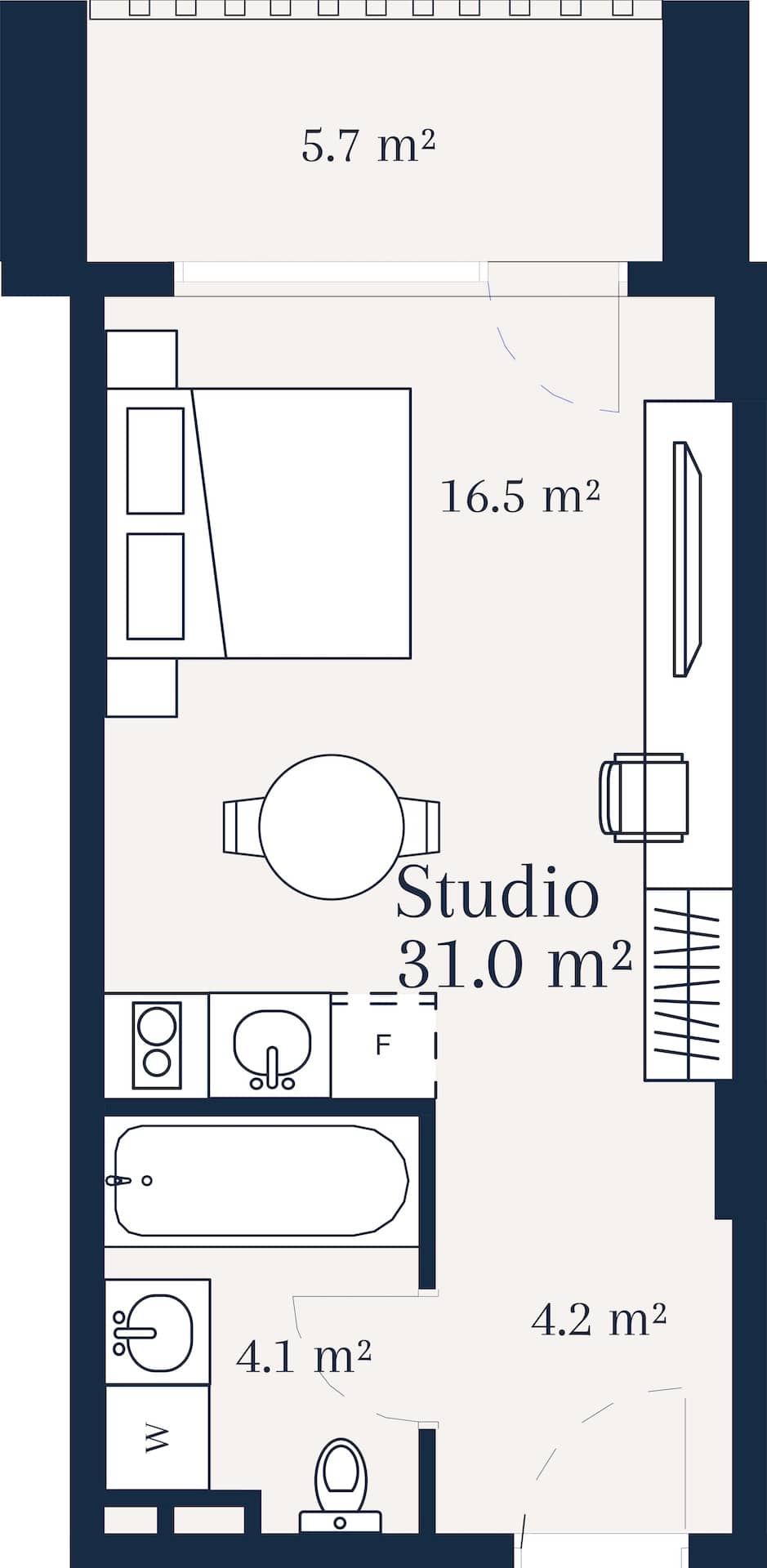 Студия, 31 м²