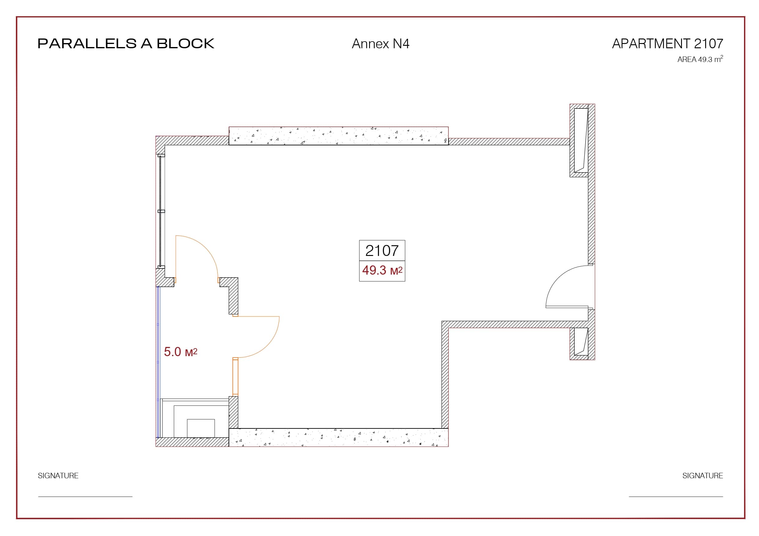 一居室, 49.3 m²