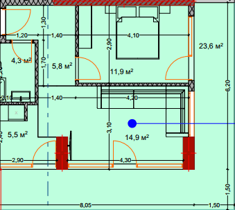 2-комн, 67.5 м², этаж 6