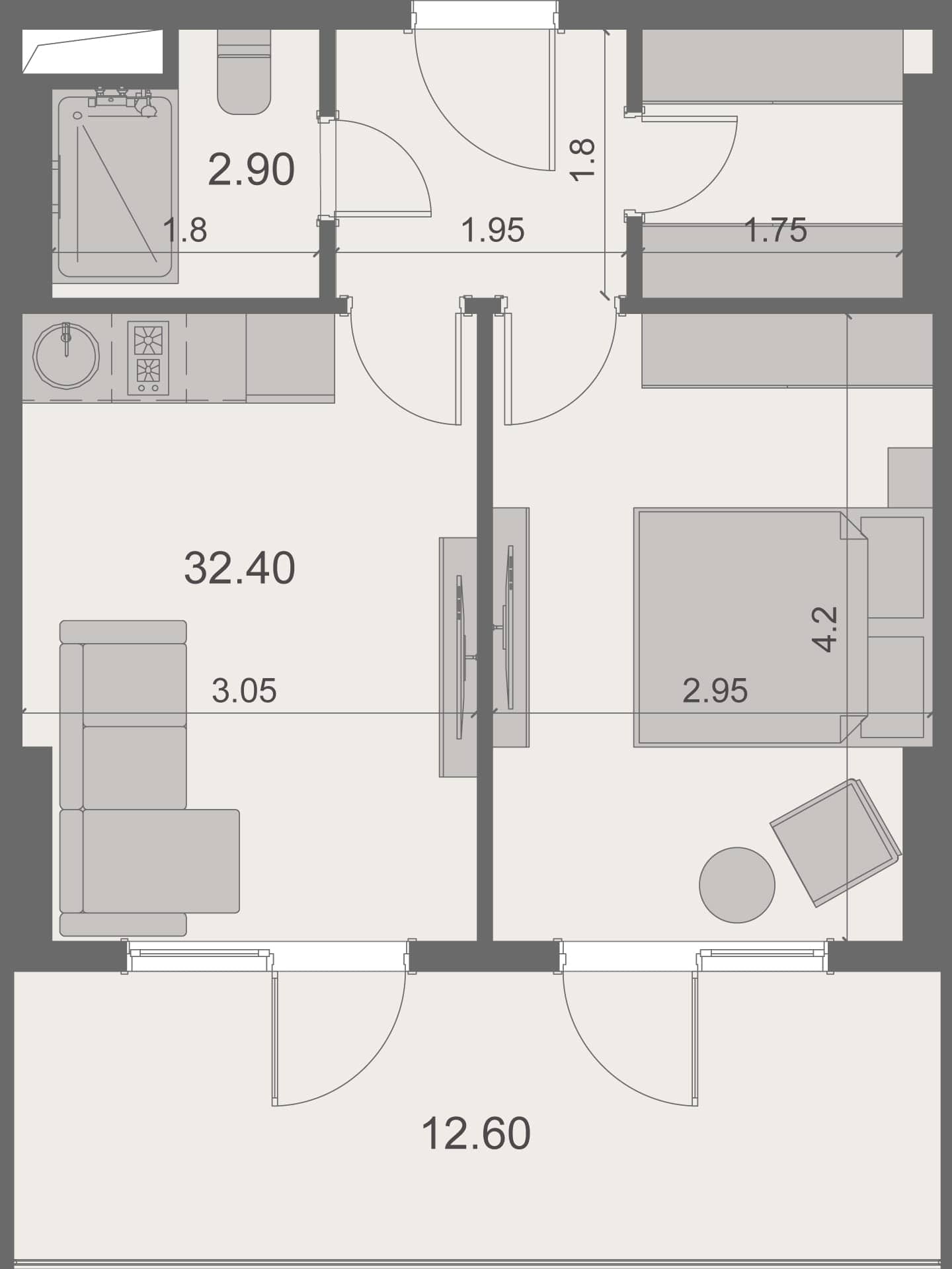 1-комн, 46.9 м², этаж 7