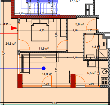 2-комн, 69.5 м², этаж 3
