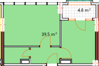 1-комн, 44.3 м², этаж 16