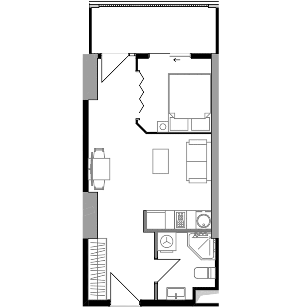 1-room, 37.4 m²