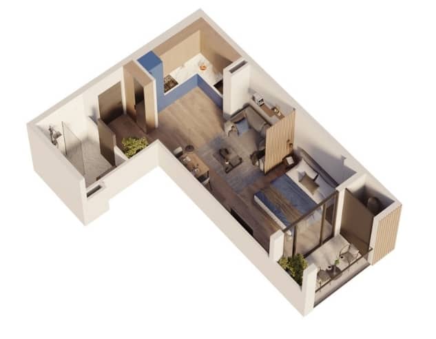 {{roomApartmentOrStudio}}, 44.3 მ², 11 სართული, Sea Hills ბათუმში