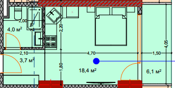 Studio, 32.7 m²