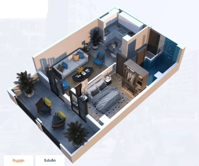 2-комн, 64.5 м²