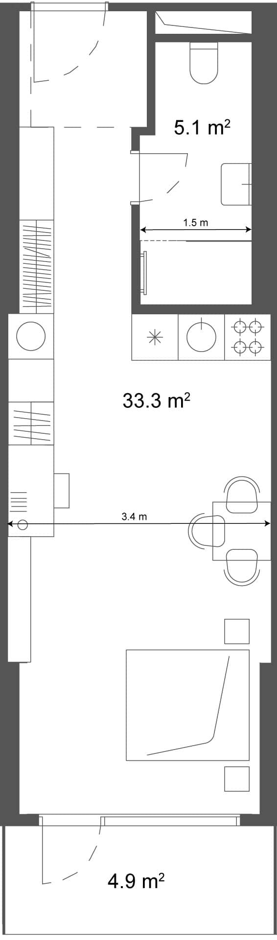 Студия, 38.2 м², этаж 36