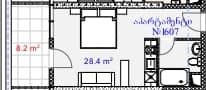 {{roomApartmentOrStudio}}, 36.8 м², 16 этаж в ЖК "Aquapark Residence"