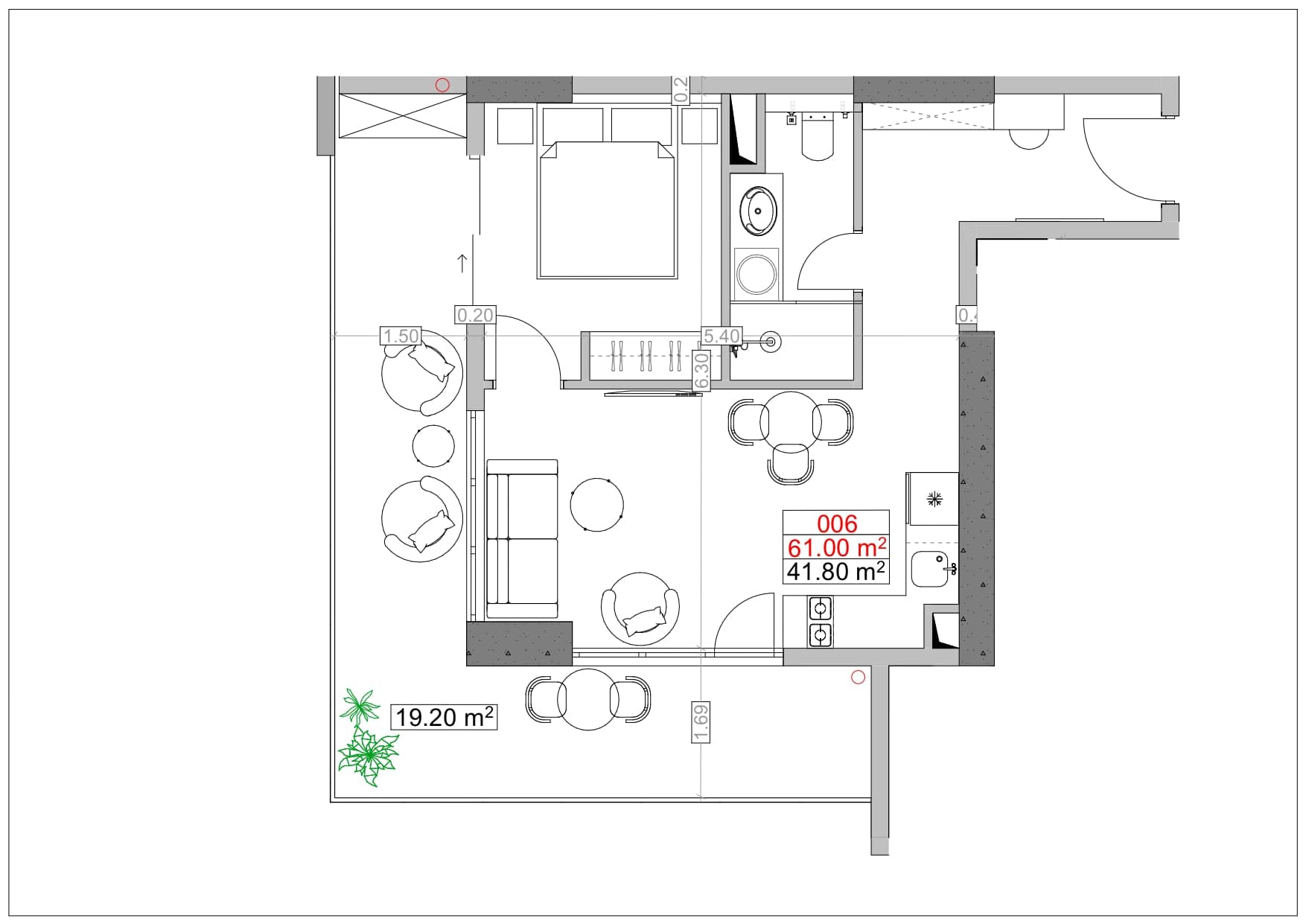 2-комн., 61 м²