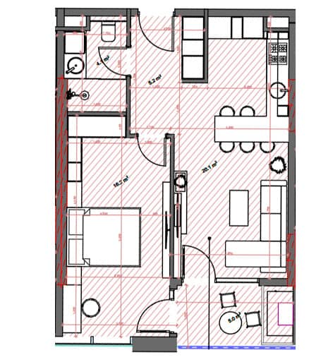 {{roomApartmentOrStudio}}, 52.5 m², 11 floor, Tekto Location in Batumi