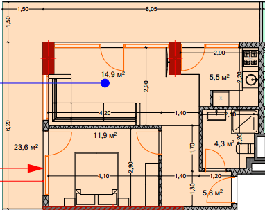 {{roomApartmentOrStudio}}, 67.5 m², 6 floor, Lagoon Resort in Batumi
