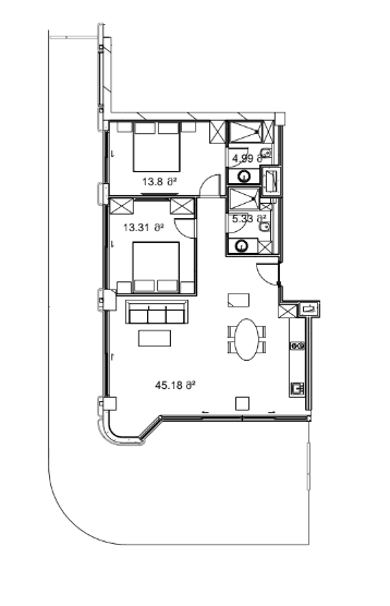 2-комн, 158.5 м², этаж 13