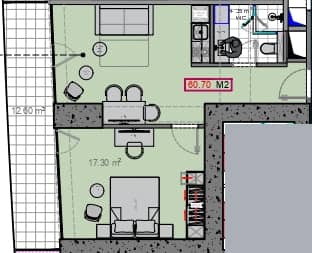 {{roomApartmentOrStudio}}, 60.55 მ², 41 სართული, Alliance Centropolis ბათუმში