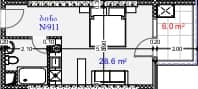 {{roomApartmentOrStudio}}, 34.6 მ², 9 სართული, Aquapark Residence ბათუმში