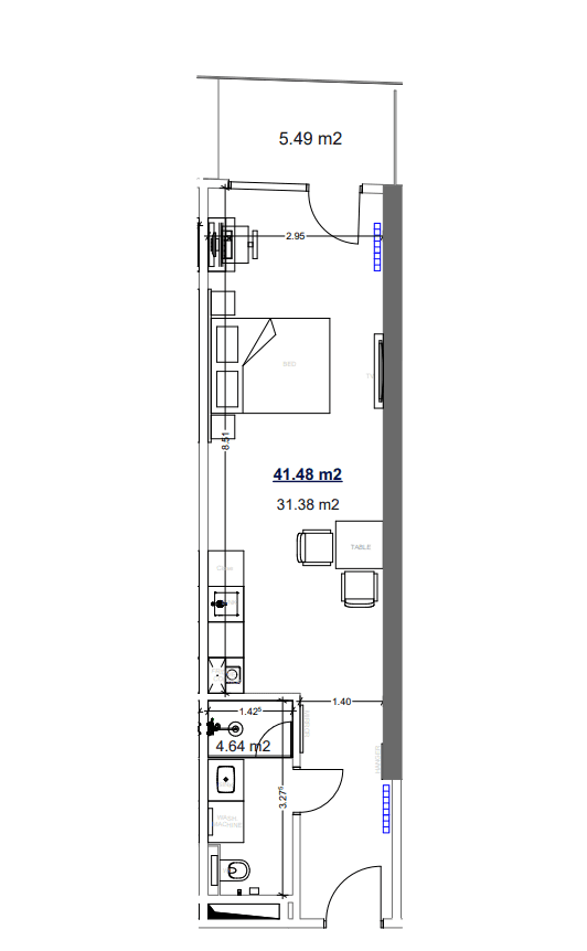 Studio, 41.5 m²