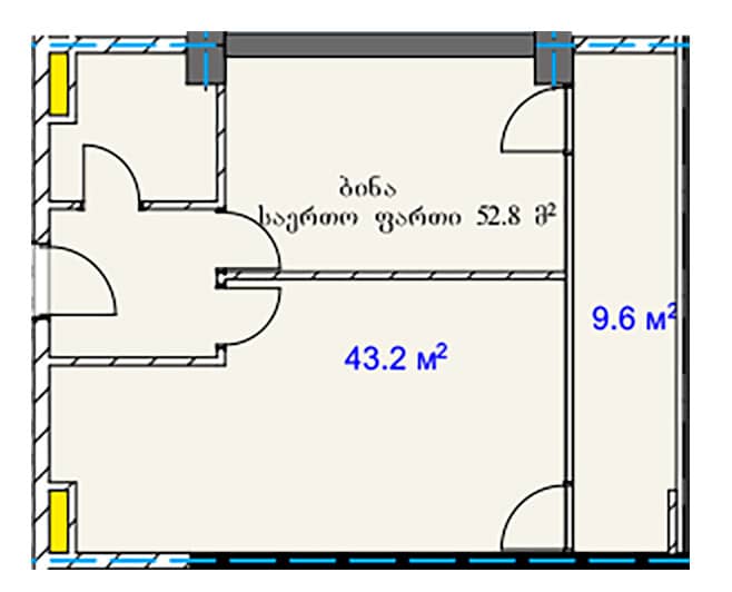 {{roomApartmentOrStudio}}, 52.8 m², 16 floor, A.Sector Megobroba in Batumi